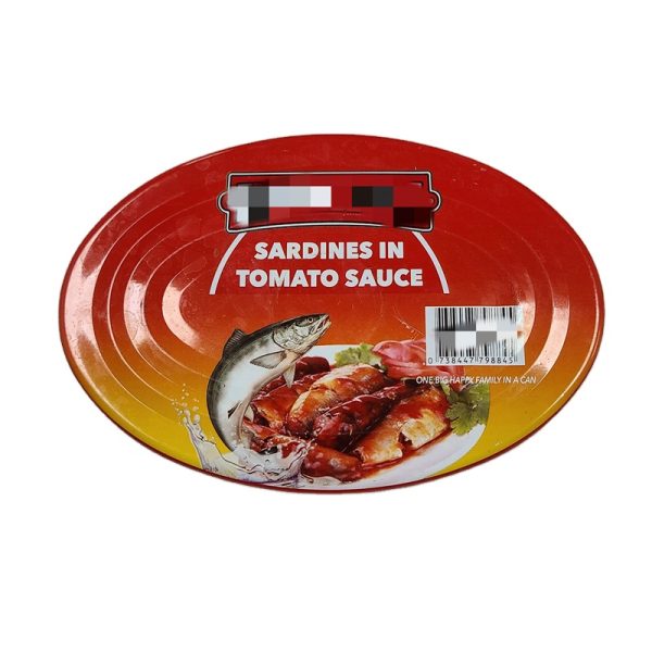 Oval canned sardine in tomato sauce