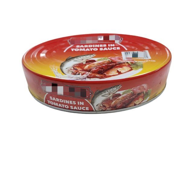 Oval canned sardine in tomato sauce
